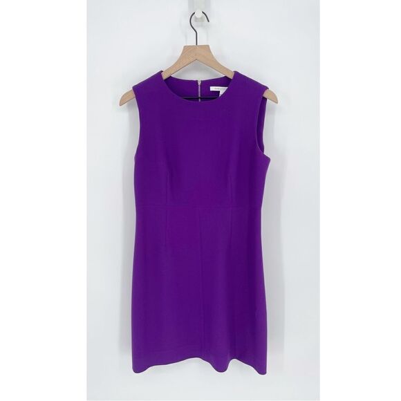 Diane Von Furstenberg Carrie Sleeveless Sheath Dress in Chrome Purple Women's 12 - Picture 2 of 9
